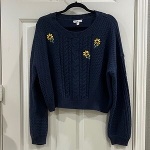 BP embroidered navy sunflower sweater, XL